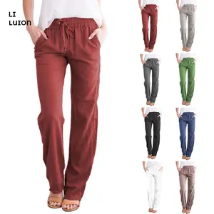 Women's Loose Trousers Casual Solid Color Wide-leg Trousers Drawstring Design Fashion Pants
