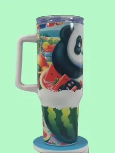 40 Oz. Cute Panda Eating Watermelon Tumbler