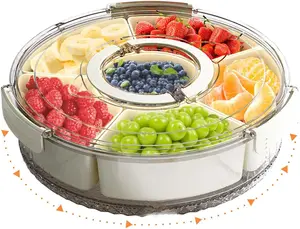 B BRAZIFY 1 PACK Divided Snack Tray with Lid and Handle Tray with Lid Set