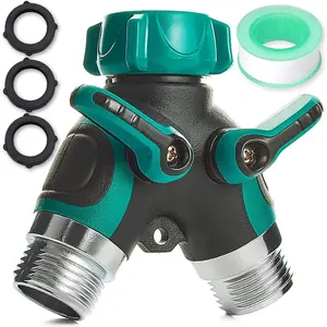 Garden Hose Splitter 2 Way Heavy Duty, Strong & Durable Garden Y Hose Splitter Connector Metal Body, Faucet Splitter, Hose Adapter, Water Tap Outdoor, Two Way Double Dual Hoses Splitter