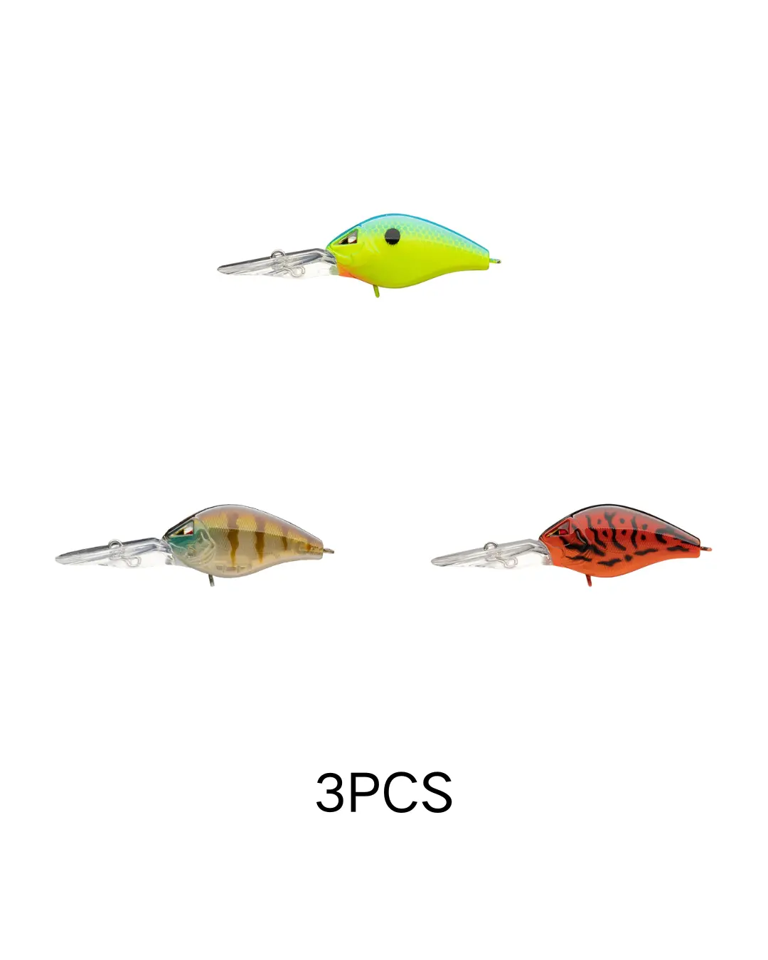 3PCS TEAM ARK Elite Z-Alpha MS8 Crankbait, Silent Hard Bait with Treble Hooks for Largemouth & Smallmouth Bass, 036 Chart/Black Back