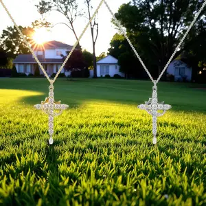 Christmas Gift  2PCS Simple Crown Cross Pendant Choker Necklace for Men Women Girls Non Tarnish Exquisite Faith Jewelry Gift for Easter Daily Party Wear Fashionable Rotating Pendant elegant fashion Gothic Retro Flame Cross Necklace cross pend silver