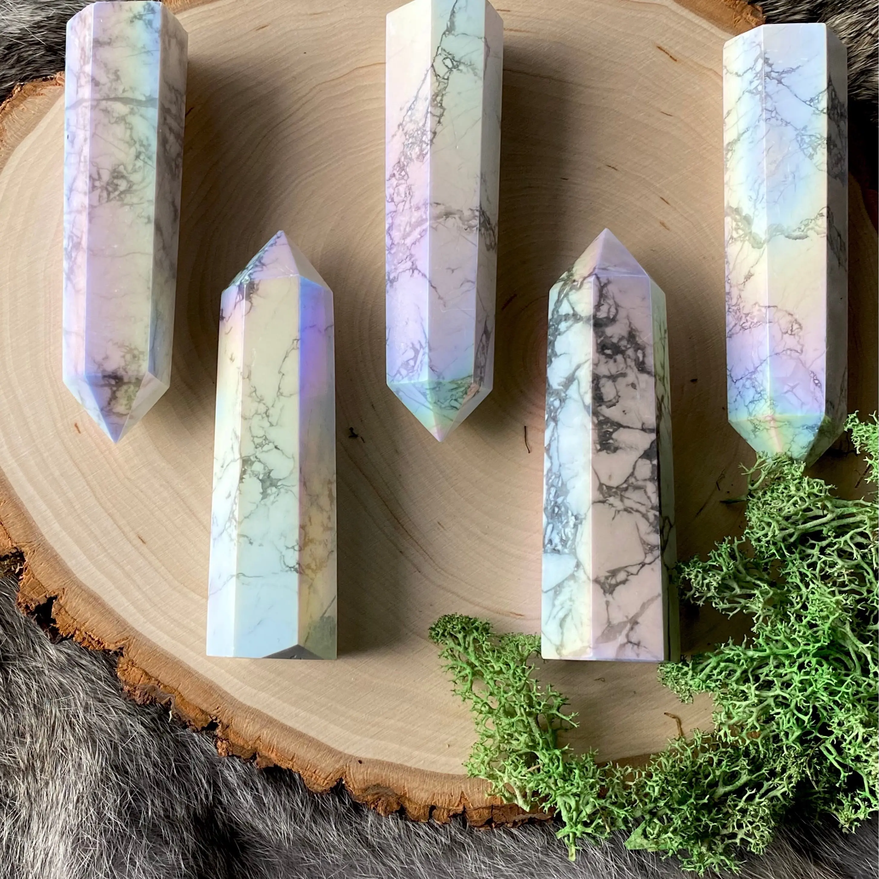 Angel Aura Howlite Crystal Towers