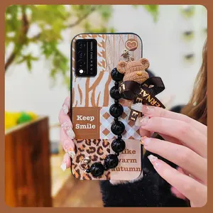 Cartoon protective case Phone Case For TCL T-Mobile Revvl V+ 5G/Revvl V Plus 5G Back Cover Anti-knock Dirt-resistant Bear bracelet soft case Waterproof cute silicone Simplicity