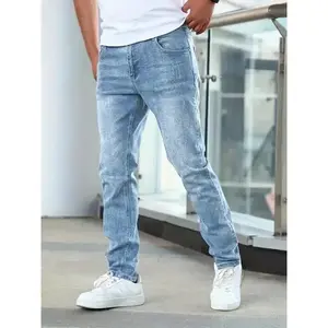 Stretchy Slim Fit Denim Jeans for Men - Soft, Breathable, High-Elastic Fabric, Casual Streetwear Style, Perfect for Outdoor Activities, Daily Wear, and Travel