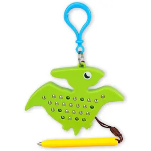Magnetic Drawing Board for Kids Toddlers with Beads and Magnet Stylus Pen - Keychains Magnetic Dot Art Airplane & Car Ride Road Trip Activities Travel Toys for Kids (Green Pterosaur)