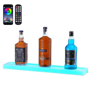 【Summervibes】VEVOR Wall Mounted LED Lighted Liquor Bottle Display Home Bar Shelf 24" 1-Step