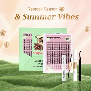 Natural Lash Clusters Kit Soft Wispy Lash Extensions Lightweight Everyday Wear Lash Cluster Kit Waterproof Lash Glue for Beginners
