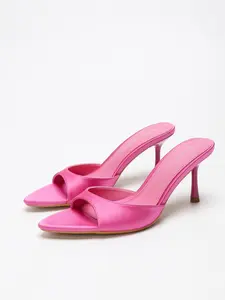 Women's Pointed Toe Stiletto High Heel Sandals, Summer Fashion Breathable Textile Upper, Comfortable Casual Daily Wear Shoes, Breathable Material, Fashionable Comfy Sandals