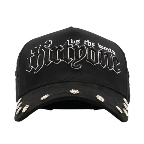 31 HATS 31 VS THE WORLD BLACK SNAPBACK HAT 31VSTHEWORLD BLK