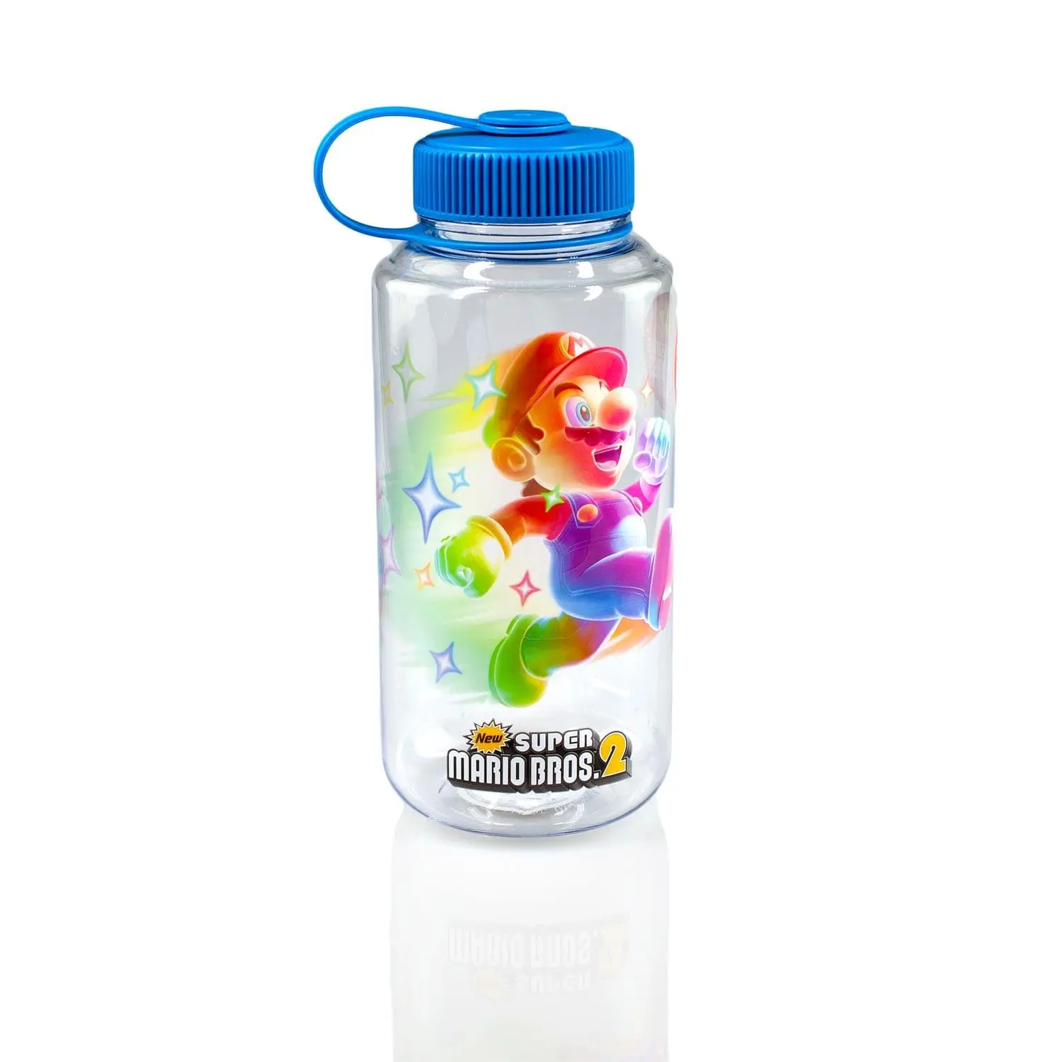 Super Mario Bros 6-Inch Plastic Water Bottle | Super Star Ice Cubes, Boys, Tumbler