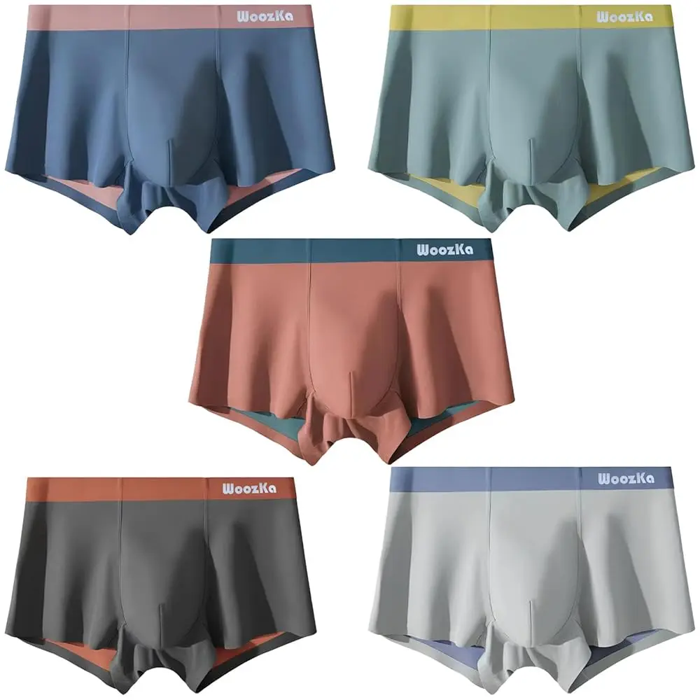 WoozKa Men's Modal Trunks - Seamless Boxer Briefs - Cooling Breathable Underwear Pack