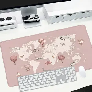 Vintage world map large-sized gaming mouse pad, travel-themed desktop protection pad, anti-slip rubber lock edge high-definition printing, suitable for computers, laptops, offices, homes, schools, as a gift for family and friends.