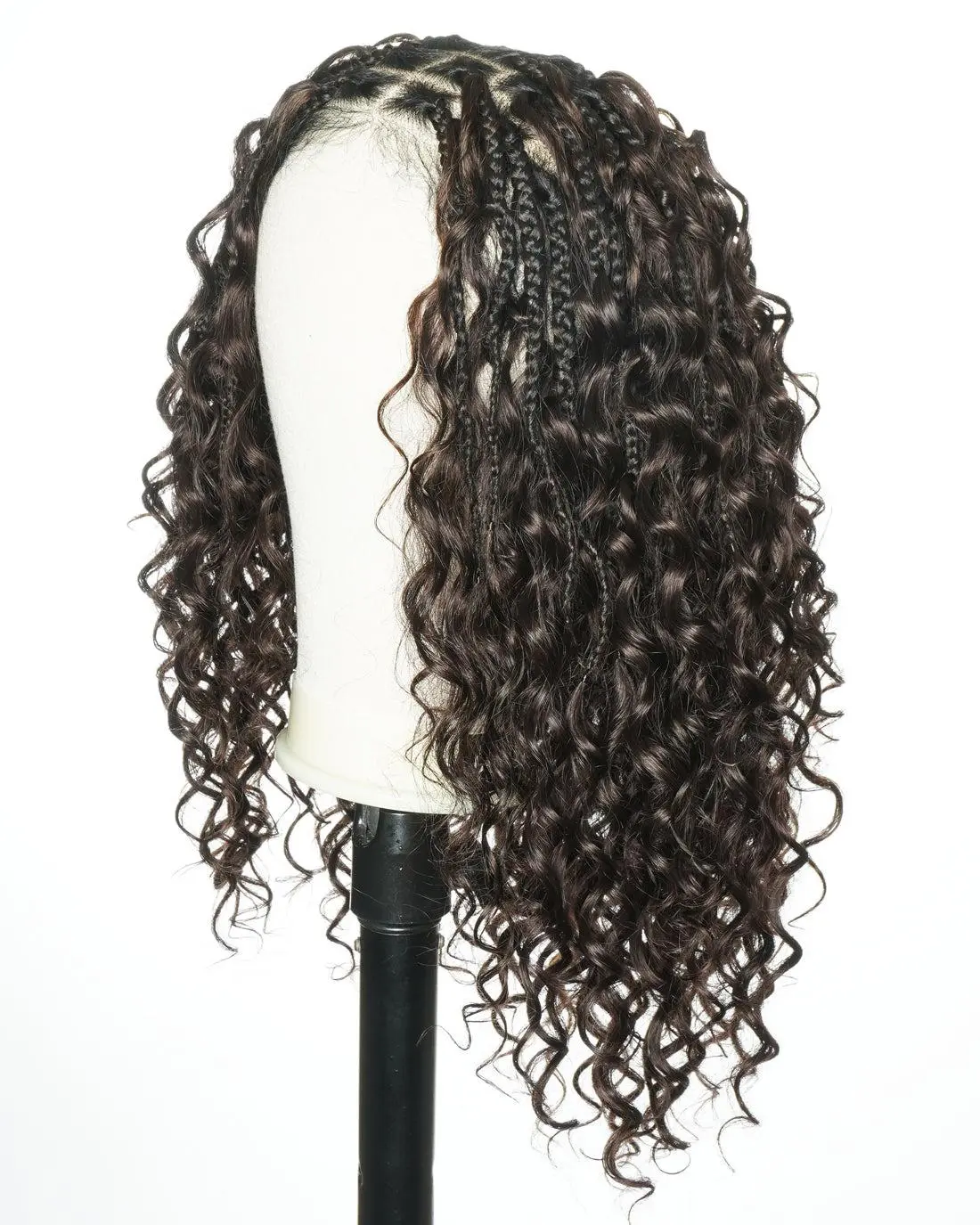 uBraids 18" Swiss HD Lace Blend Human Hair Glueless Boho Box Braided Wig
