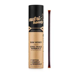 NutriHoney Shilajit + Honey Sticks - 100% Pure Organic Resin & Raw Honey - 30 Sticks - 18 Vitamins Minerals - Sweet Flavor - Energy Boost - Natural Detox Nutrient Honeycomb - Gold Grade Resin
