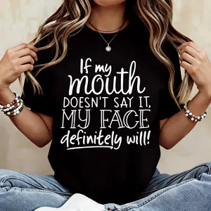 If My Mouth Doesn'T Speak, My Face Surely Will. This Cool And Versatile Round-Neck Top Features a Letter Print