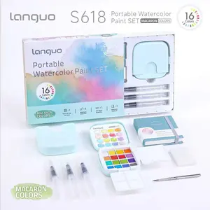 Watercolor Paint Set for Adults & Professional Artists - 16 Watercolor Tubes Set , 4 Painting Brushes ，1 Palette，1 Drawing book, Watercolor Workbook, Art Practice Booklet | Vibrant Water Color Art Painting Supplies