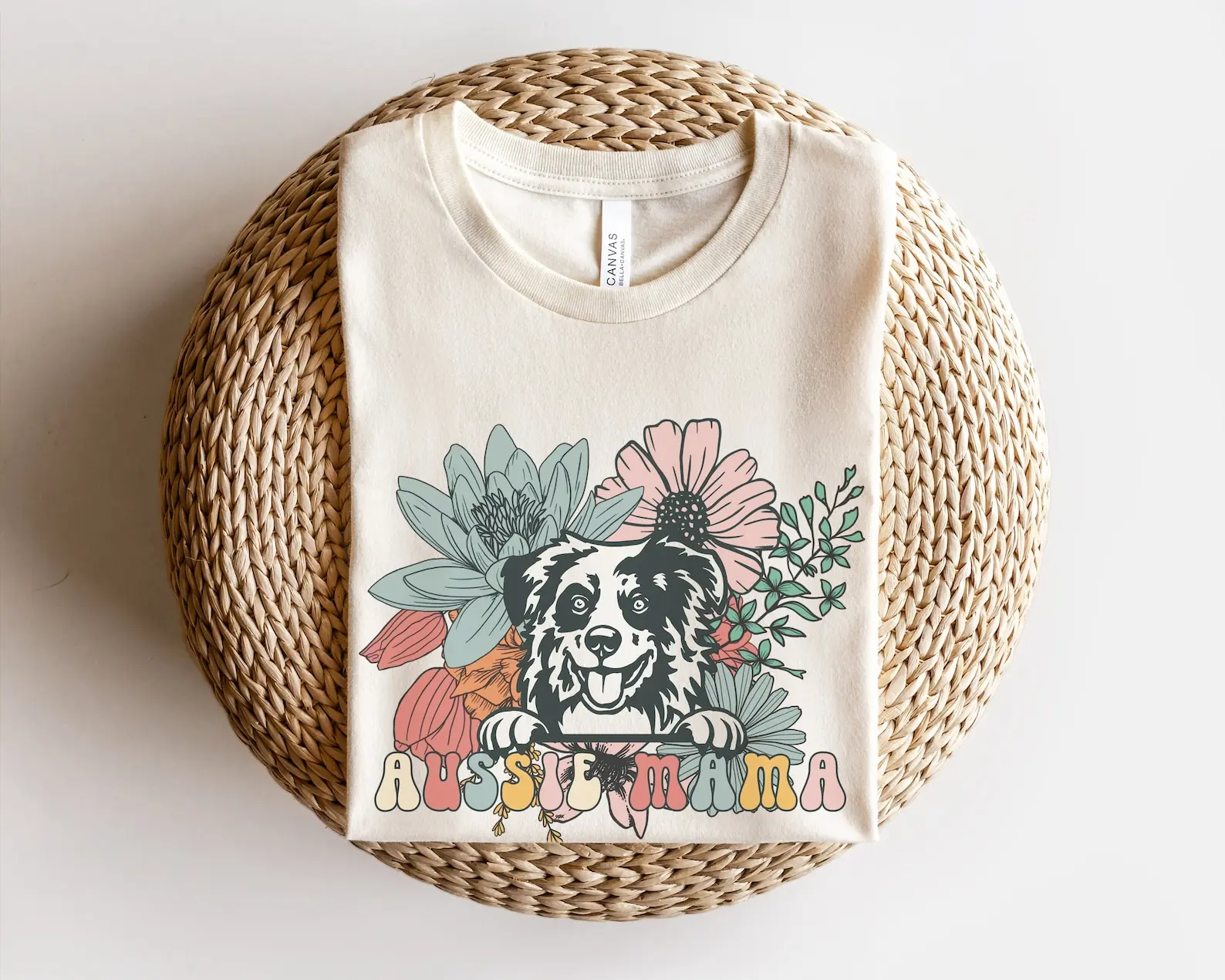 Aussie Mama Shirt | Australian Shepherd Mom Tshirt | Aussie Dog Momma Tee | Dog Owner Gift | New Puppy Gifts | Flower Shirts | Gift Idea