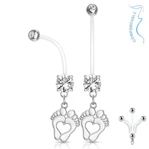 Clear Baby Feet Pregnancy Belly Ring