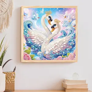Swan Pattern DIY Diamond Arts Colorful Painting Kit without Frame, DIY 5D Diamond Arts Colorful Painting Kit, Wall Art Decor for Home Living Room Bedroom