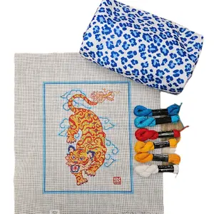 Roaring Tiger with stylized Clouds canvas