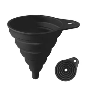 Funnels for Kitchen Use, Food Grade Silicone Collapsible Kitchen Funnel (Black) Utensils Bpa