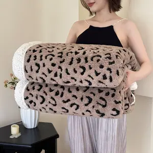 Double Layer Leopard Print Blanket, Leopard Pattern Blanket, Office Nap, Home Rest, Outdoor Camping, Warm and Comfortable, Fashion Versatile, Multiple Colors Available