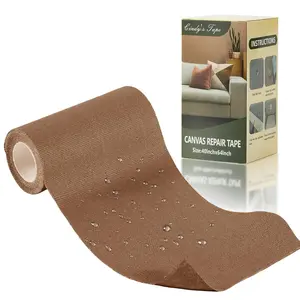 Linen Canvas Repair , 4x63 Inches Light Brown  Self-Adhesive Patch for Outdoor Gear, Durable Fabric  for Boat Covers,Couch,Tents, Sofas, Sun Shades,Awnings,Lounge Chairs