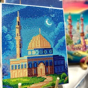 AlQuds Diamond Art Canvas - Vibrant Beaded Mosque Scene for Home Decor and Art Enthusiasts