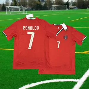 2526 Portugal  Away Red No. 7 CR7 Short Sleeve Jersey Soccer Jerseys