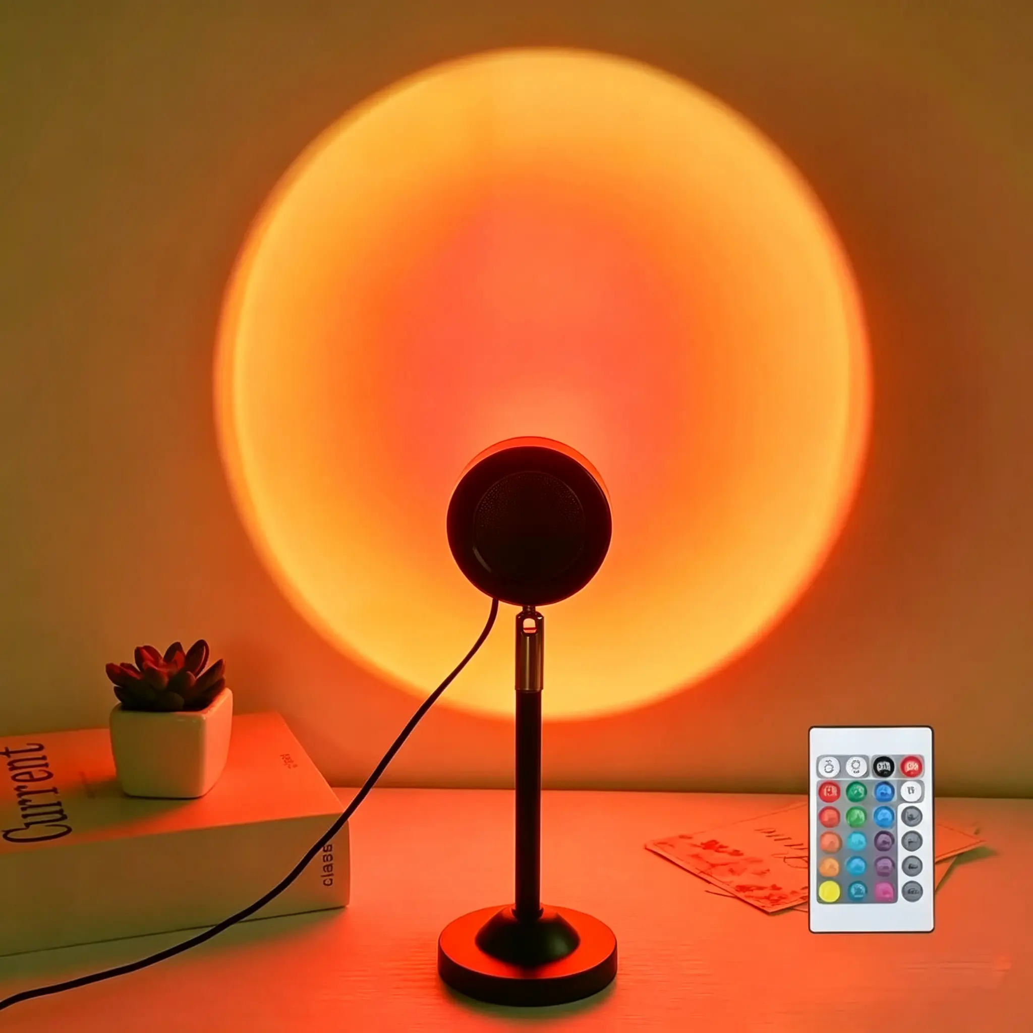 Fall Sunset Projector Lamp - 180° Adjustable RGB LED Mood Light, 4 Modes, Remote Control, LED Lights for Bedroom Decor, Home Wall Decor & Party Gift,sohochic