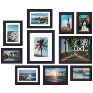 10 Pack Picture Frames Collage Wall Decor, Gallery Wall Frame Set for Wall or Tabletop Display, Multi Sizes with Two 8x10, Four 5x7, and Four 4x6 Photo Frames, Black