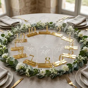 Crystal Clear Acrylic Wedding Table Numbers 1-10 Set, Self-Standing Modern Arch Sign, Elegant Wedding Decor, 3.94x5.9 Inches