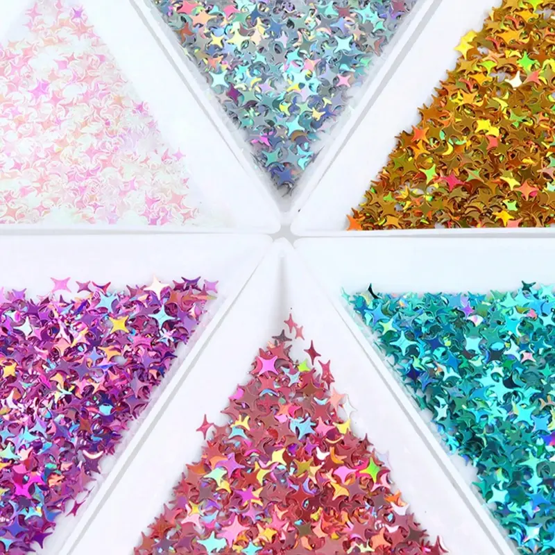 1Pcs Starry Resin Sequins Shiny Four-pointed Star Glitter For Epoxy Resin Filling UV Silicone Mold Filler DIY Crystal Crafts Handmade Star Shape High Shine All Season DIY Jewelry Making Handicraft
