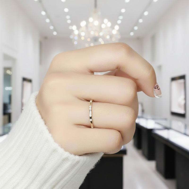 14k Yellow Diamond Option Stackable Wedding Band