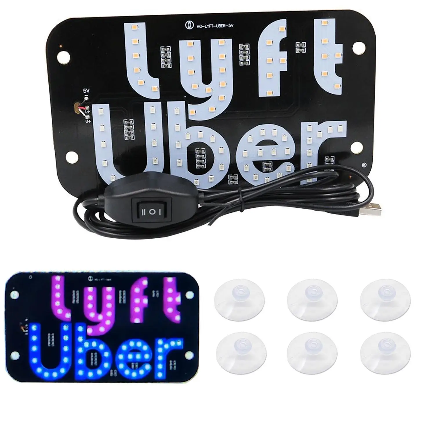 Car LED Light Sign, USB Powered Bright Glow Car LED Sign with Suction Cups & USB Plug, Universal LED Backlights Automative Accessories Suitable for Al