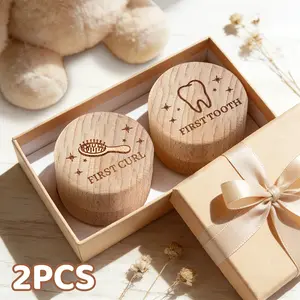 2-pack, "FIRST TOOTH" and "FIRST CURL" storage boxes, teeth storage box, fetal hair collection box, teeth fetal hair storage box, teeth preservation box, newborn souvenirs, home decor, birthday gifts