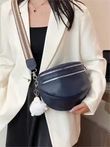 2025 new saddle bag multi-layer waist bag crossbody bag, Crossbody purse, wide shoulder strap chest bag multi-layer design zipper closure multiple colors suitable for workplace commuting leisure shopping daily accessories