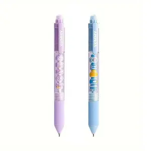 Cartoon Erasable Ballpoint Pen, 2 Counts Cute Pet Snack Relax Click Ballpoint Pen, Creative DIY Bead Pen, Writing Pen for Office School Student, Erasable Ballpen