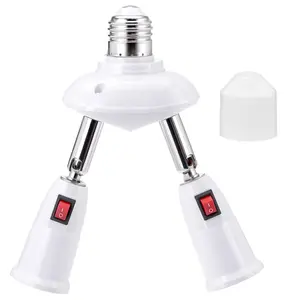 2-in-1 Light Socket Extender, E26/E27 Bulb Extension Holder, 360? Adjustable Dual Sockets, for LED,  Cameras