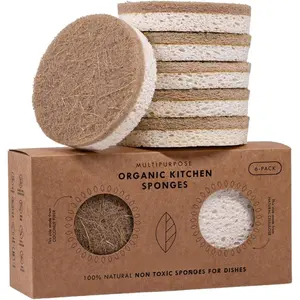 Sponges 6-Pack - Non  Sponges for Dishes,  Dish Sponge Set,  Based Cellulose & Coconut Fiber Sponge, , Compostable,