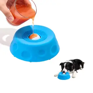 Slow Feeder Dog Bowl/ Built-in Rolling Ball – Spill-Free Lick Bowl for Yogurt & Broth – Promotes Mental Stimulation, Slower Eating & Healthy Digestion