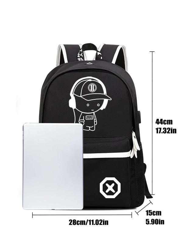 Luminous Print Backpack – Waterproof Lightweight School Bag, Adjustable Strap for Travel, Hiking & University – Unisex Casual