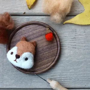 Squirrel Brooch Needle Felting DIY Kit- Beginer Kit - DIY kit - Needle Felting beginer Kit - Brooch Kit