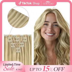 GOO GOO Invisi Edge Clip in Hair Extensions Straight Injected Seamless PU Clip in Hair Extensions Natural Virgin Real Human Hair