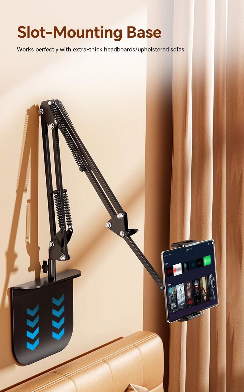 Metal Cantilever Stand For Phone & TabletMulti-angle Adjustable For Bedside Streaming, Office Work, Or Online Classes. Instantly Folds Flat To Save Space. Compatible With IPad, IPhone, Modern Design With Durable Construction For Reliable Support.