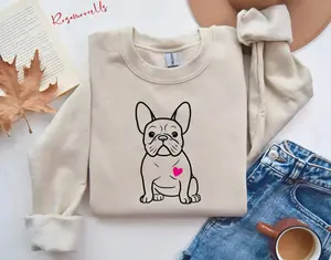 French Bulldog Heart Sweatshirt, Frenchie Lover Sweatshirt, Frenchie Dog Sweater, Unisex Sweater, Birthday Dog Gift