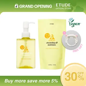 [ETUDE Official] FREE Hairband Gift | Real Art Cleansing Oil Moisture 6.25 fl oz (185ml) + Refill 6.25 fl oz (185ml) set | Deep Pore Cleansing | Gentle Makeup Melting | Hydrating Formula