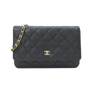 Pre-owned CHANEL Calfskin Small Leather Goods Timeless Classic Caviar Skin Wallet