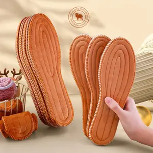 Unisex's Plain/Heart Pattern Warm Wool Insoles, Comfortable Breathable Sweat Anti-odor Insole, Sports Insoles for Men & Women